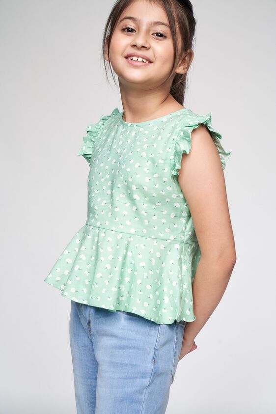 2 - Sage Green Floral Peplum Top, image 2