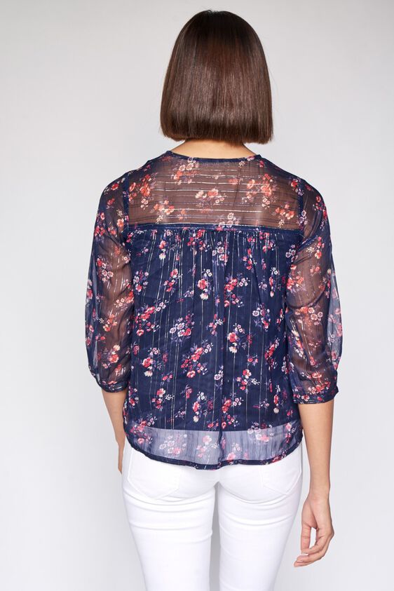 5 - Navy Floral Fit and Flare Top, image 5