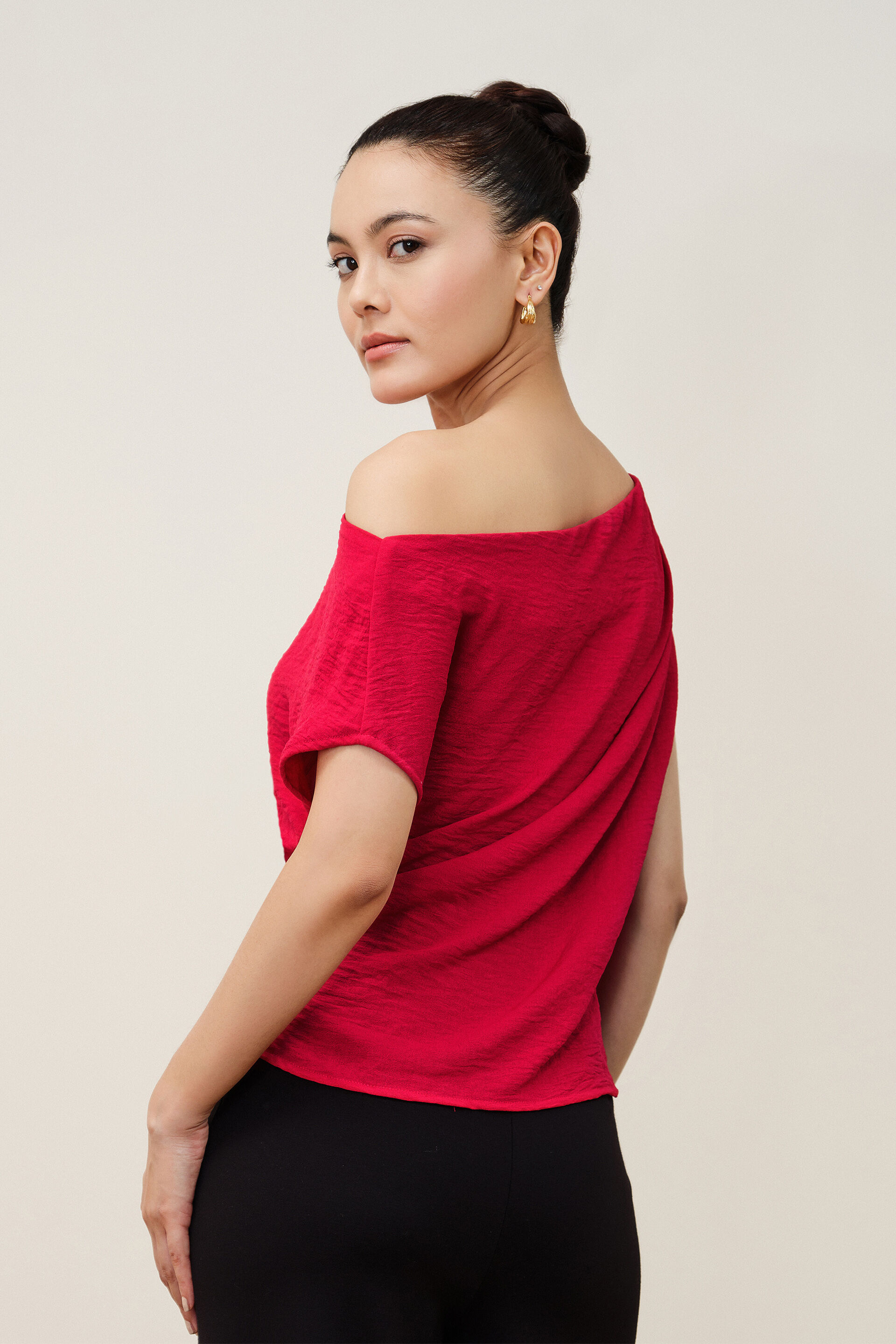 Poppy Red Drop-Shoulder Top, Red, image 5