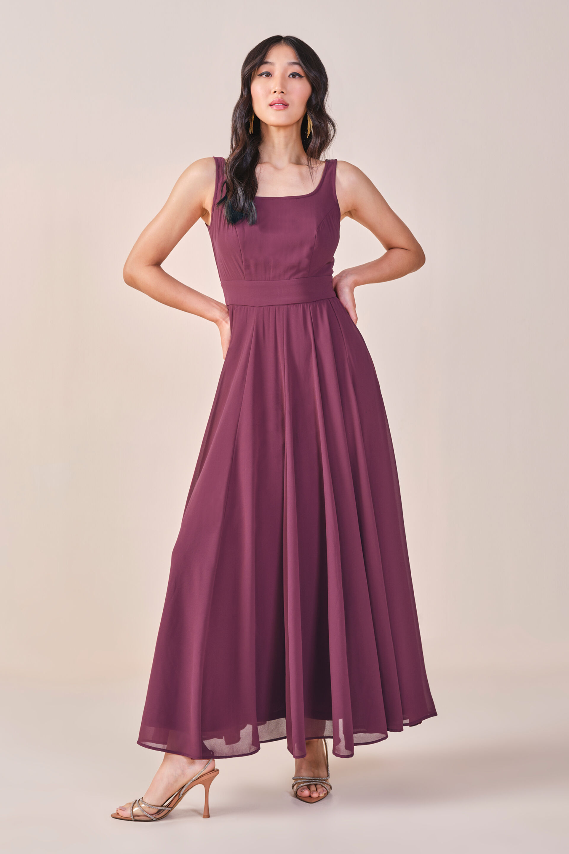 Arabella Maroon Maxi Dress, Maroon, image 1
