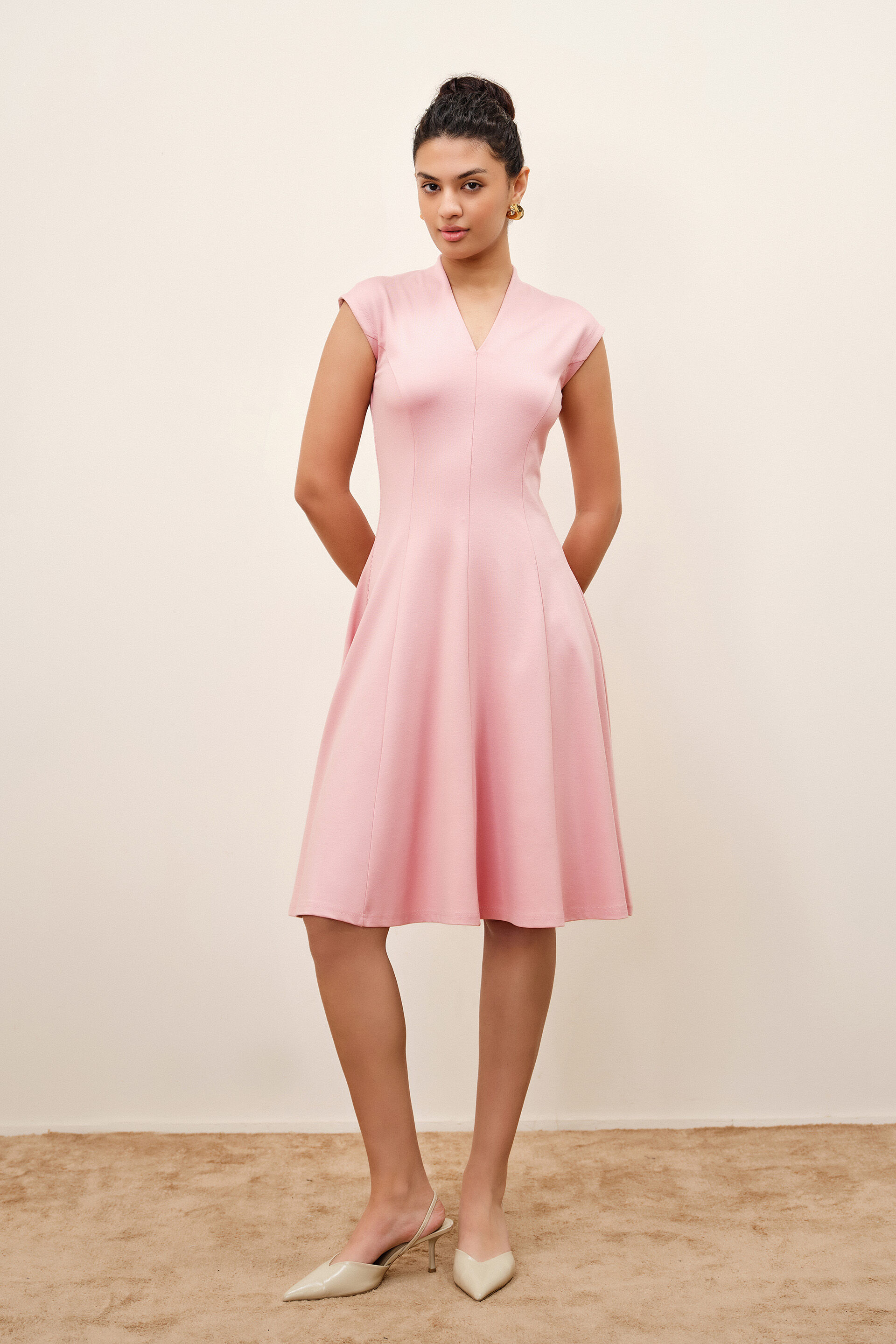 Rosette Pink Panelled Dress
