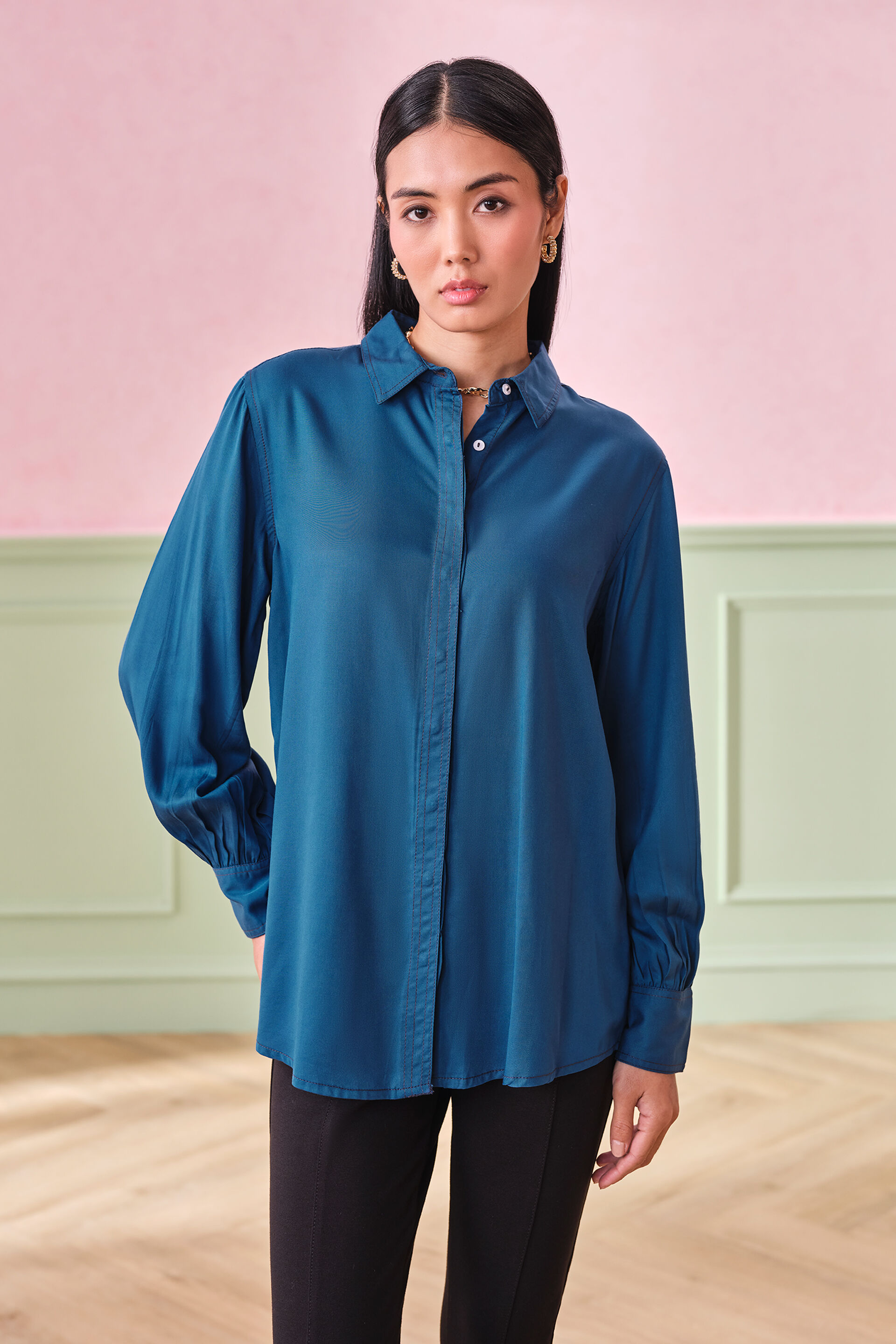 Deep Sea Modal Shirt, Navy, image 1