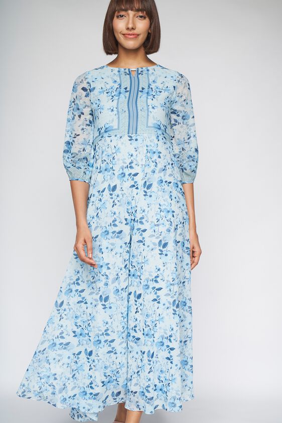 2 - Powder Blue Floral Fit and Flare Gown, image 2