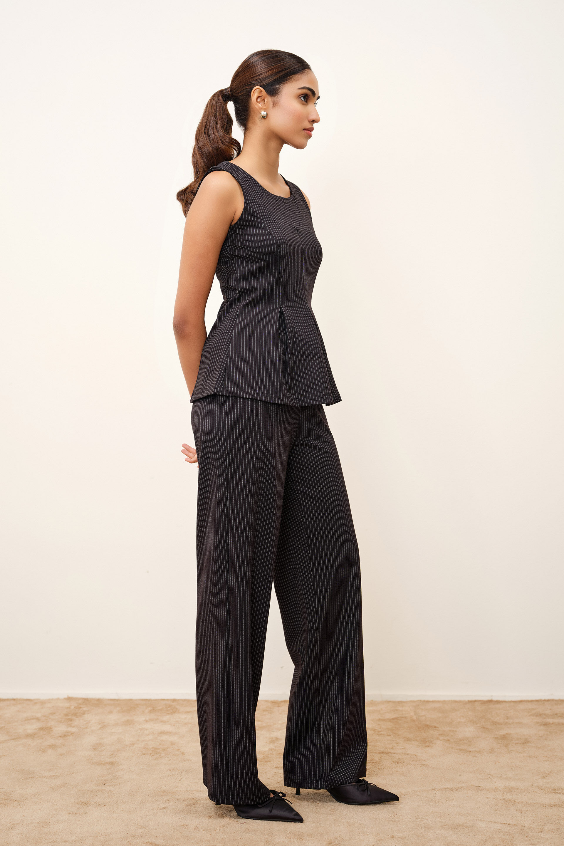 Clarette Black Peplum Top, Black, image 4