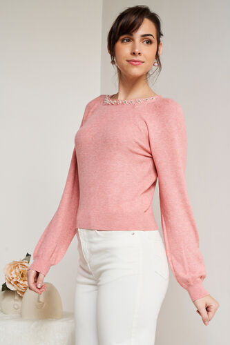 Coral Solid Straight Top, Coral, image 2