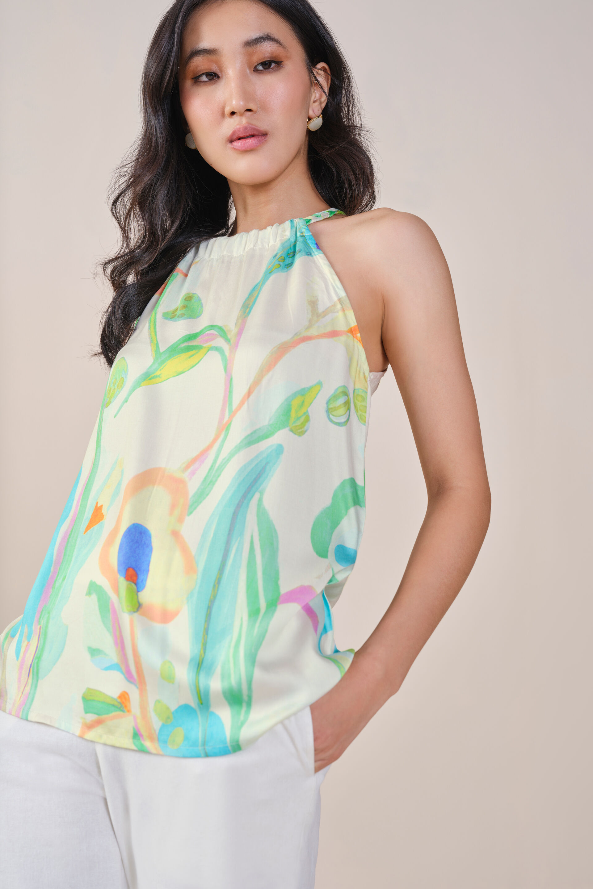 A Floral Summer Viscose Top, Multi Color, image 3