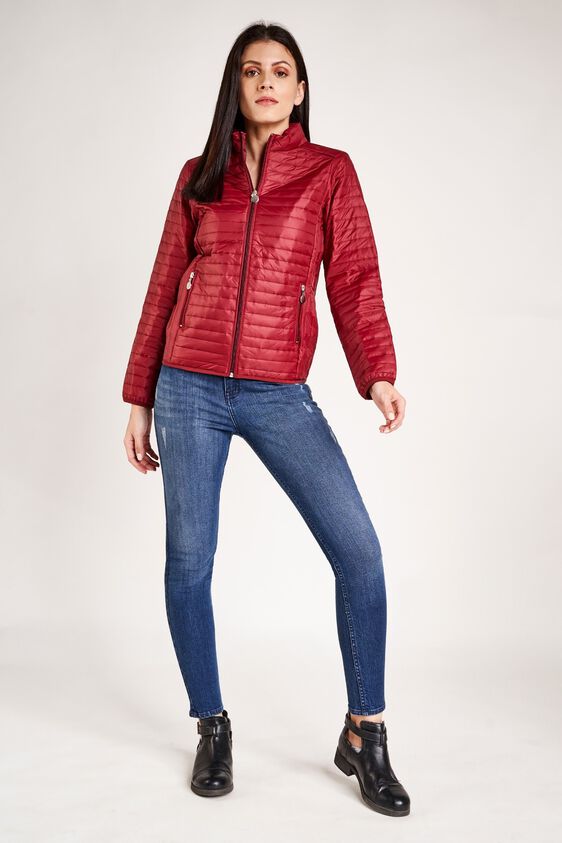 1 - Wine High Neck Puffer Jacket, image 1