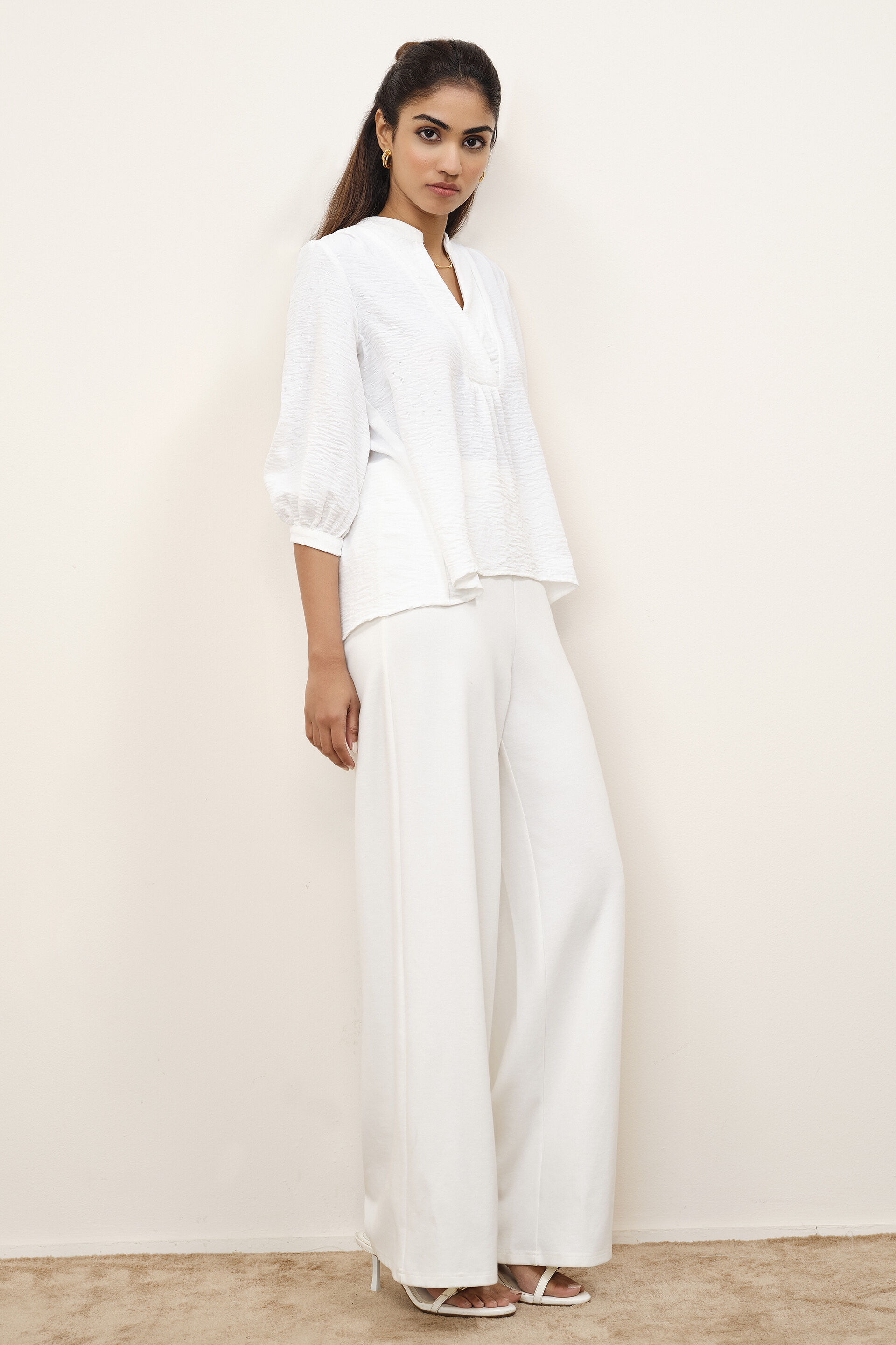 White Gathered Top, White, image 3