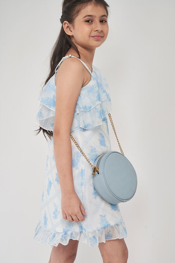White and Blue Graphic Flounce Dress, White, image 5