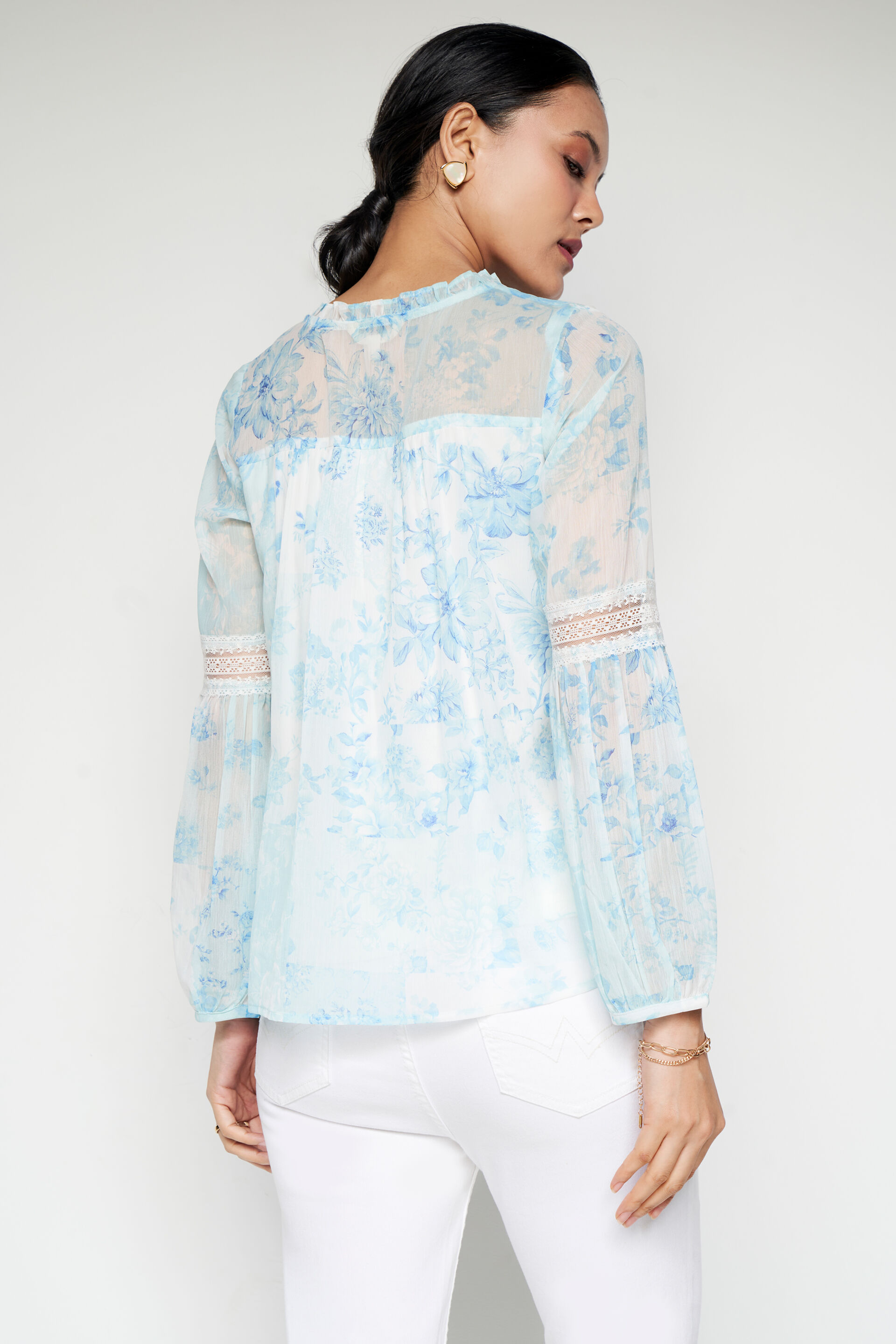 Heavenward Floral Top, Blue, image 4