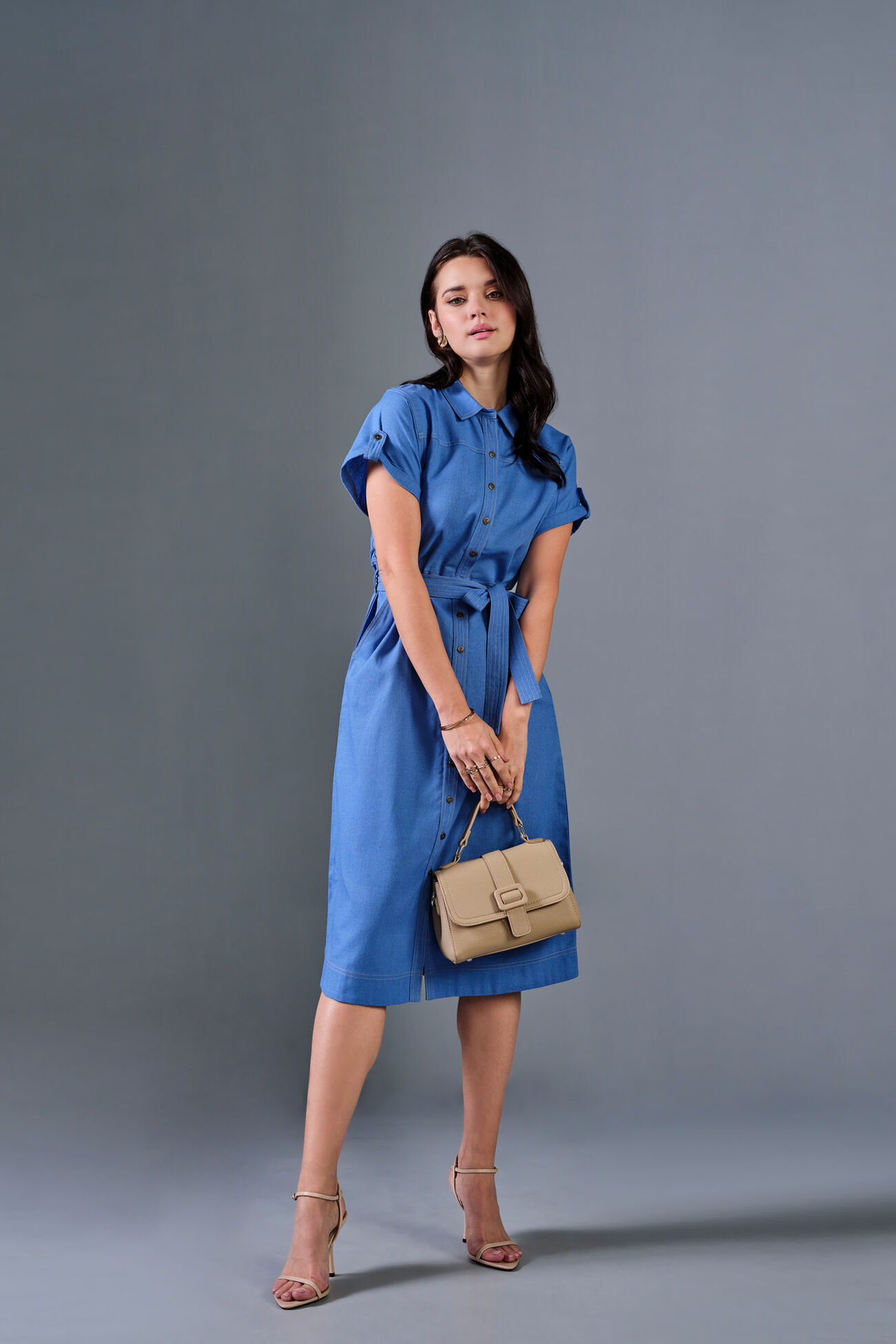 Blue Hue Viscose Blend Shirt Dress, Blue, image 2