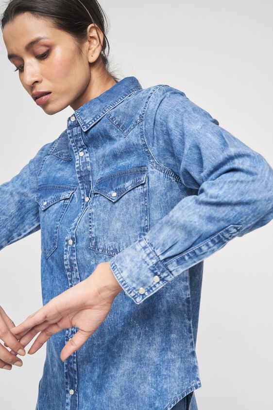 7 - Light Blue Self Design A-Line Top, image 7