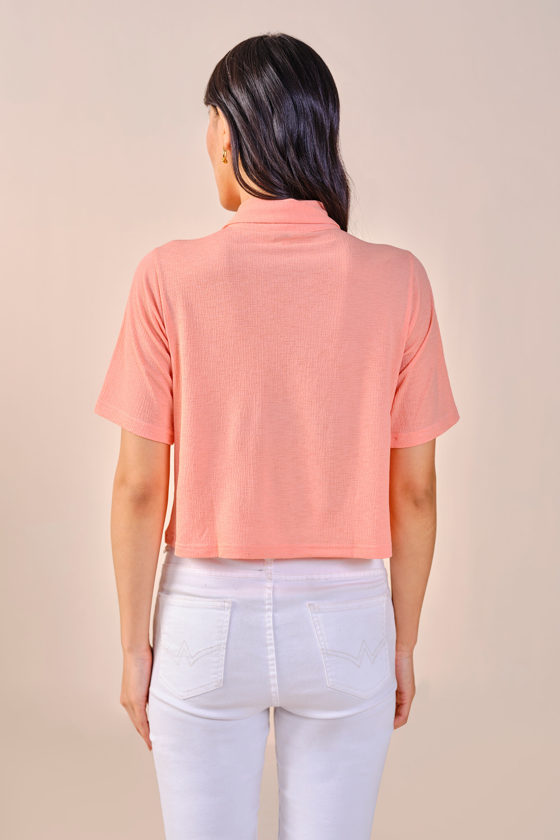 Sasha Solid Shirt, Peach, image 5