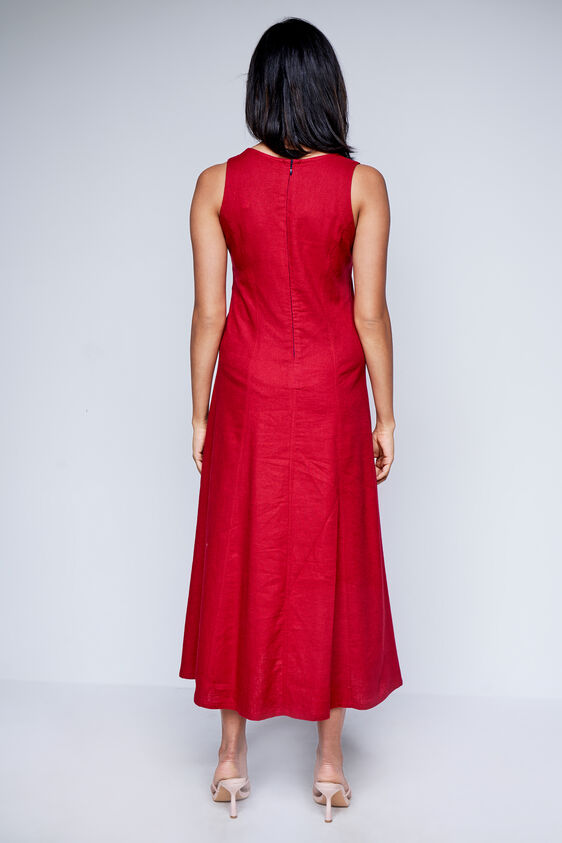 Red Solid Straight Dress, Red, image 3