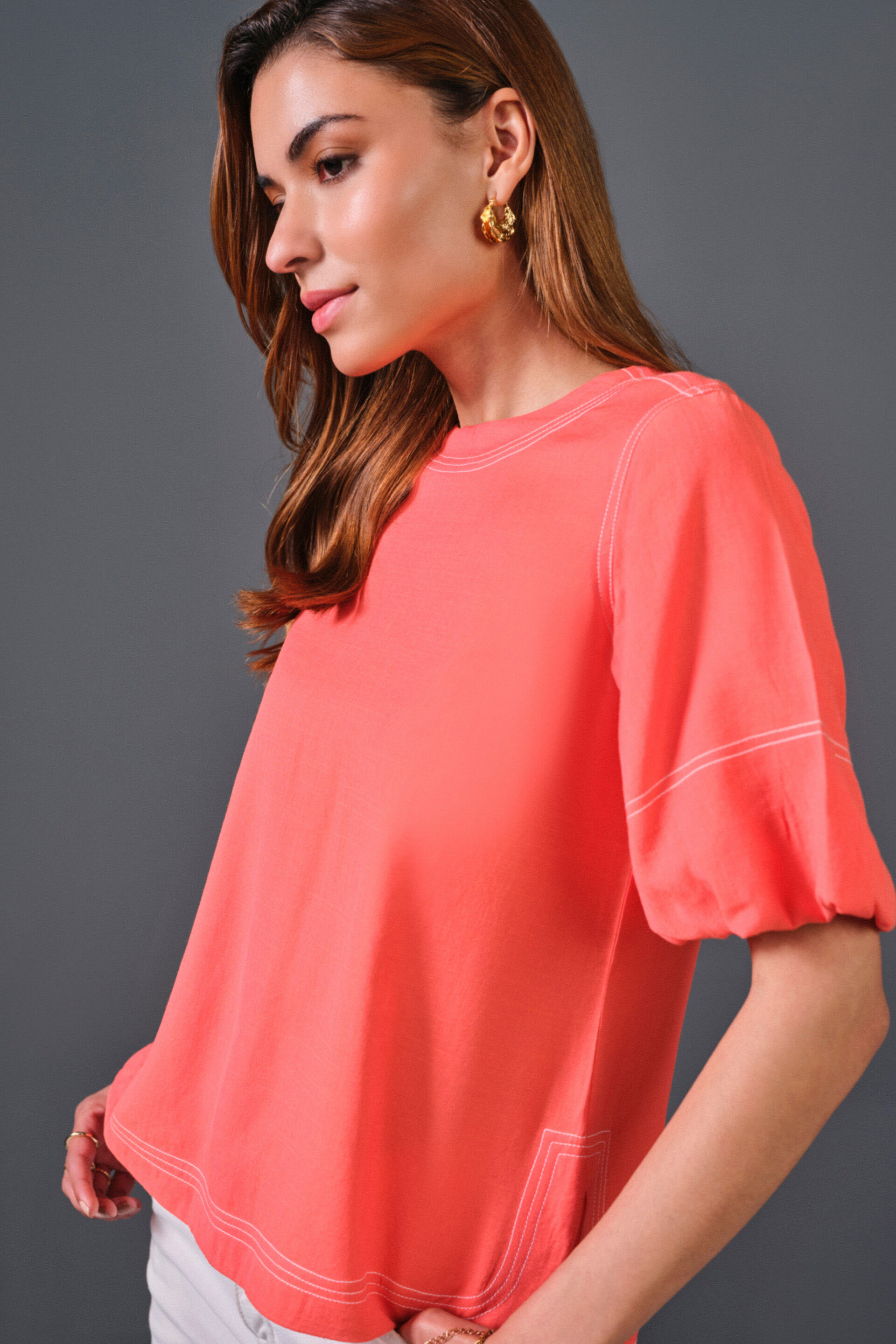 Summer Hint Rayon Top, Orange, image 7