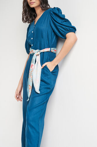 Teal Solid Straight Jumpsuit, Teal, image 2
