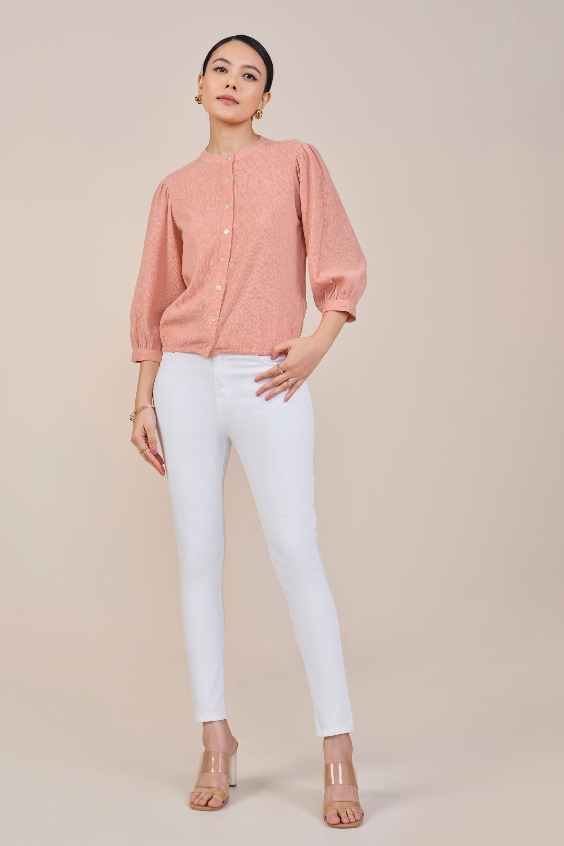 Peach Casual Shirt, Peach, image 2