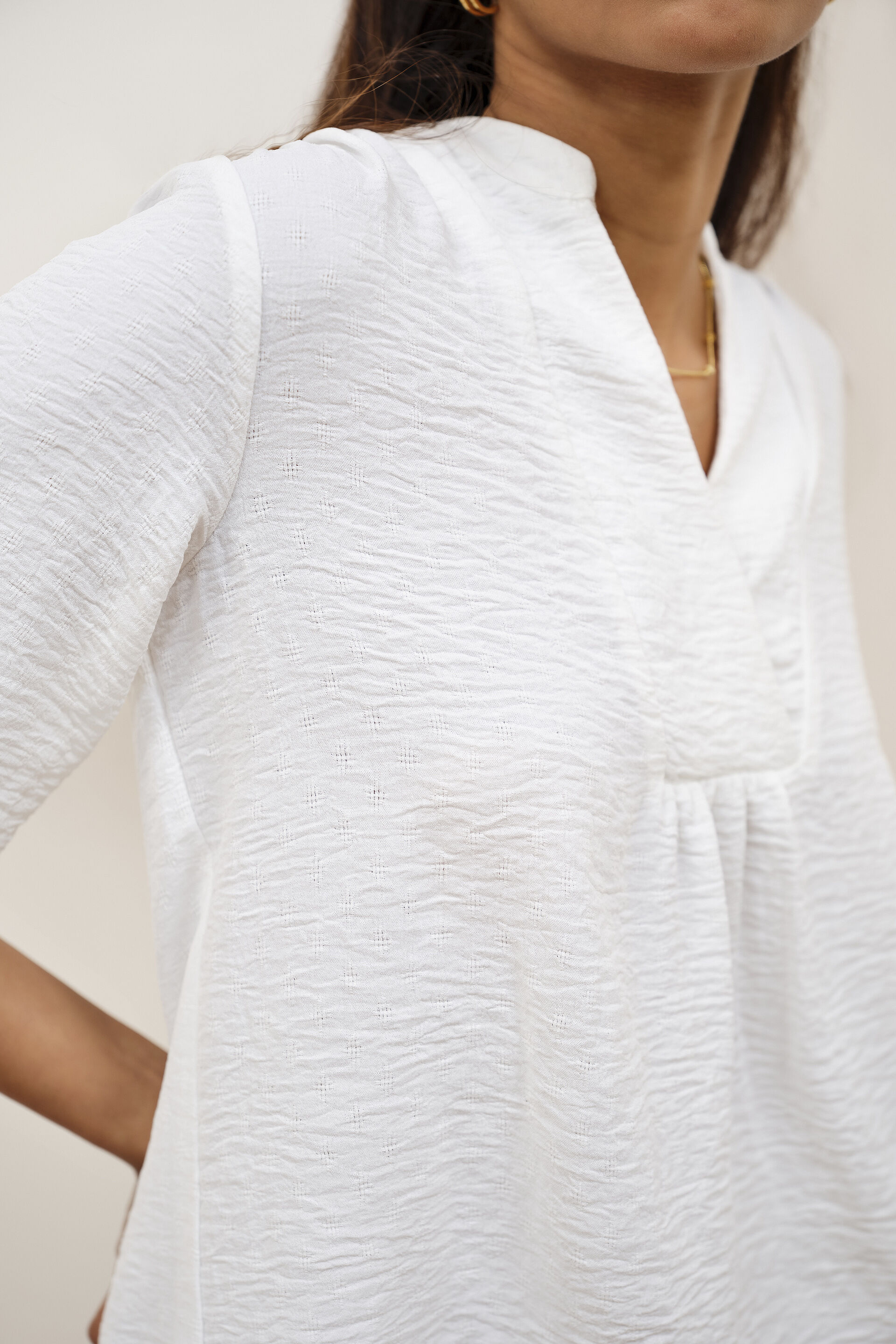 White Gathered Top, White, image 5