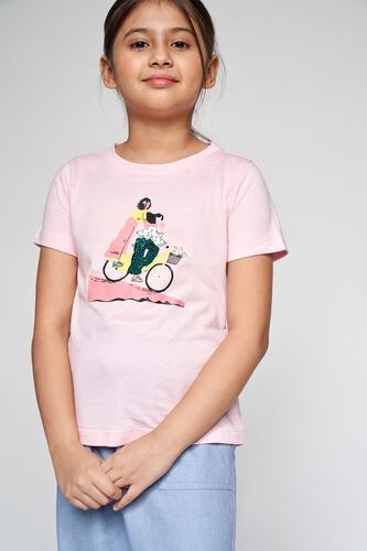 1 - Pink Graphic Embellished Straight Top, image 1