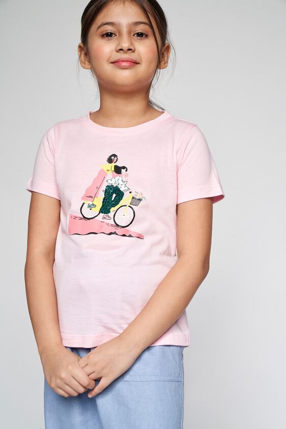 1 - Pink Graphic Embellished Straight Top, image 1