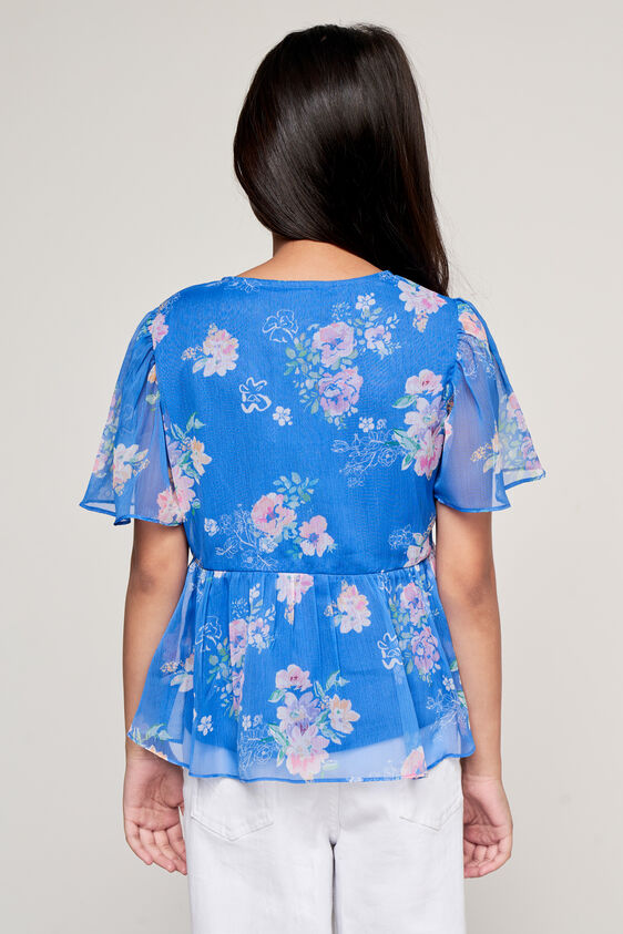 Blue Floral Flared Top, Blue, image 5