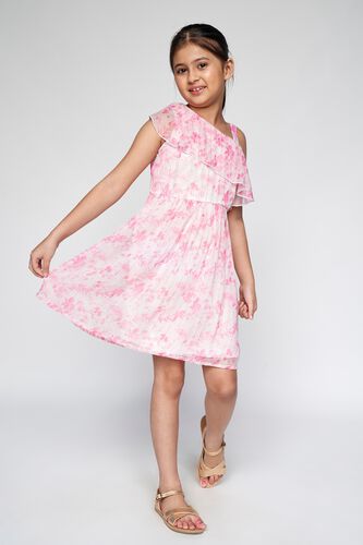 1 - Pink Floral Ruffled Fit and Flare Dress, image 1