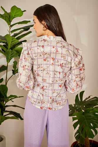 Cream and Red Floral Straight Top, Cream, image 5