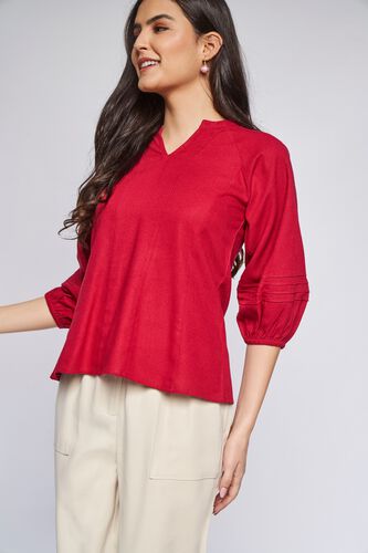 1 - Red Solid Straight Top, image 1
