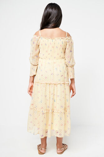Lemon Floral Flared Gown, Lime Green, image 3