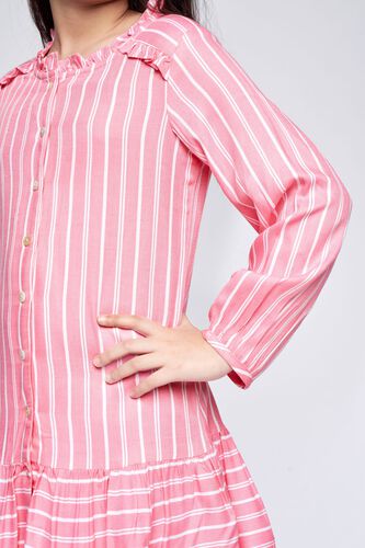5 - Light Pink Stripes Flounce Dress, image 5