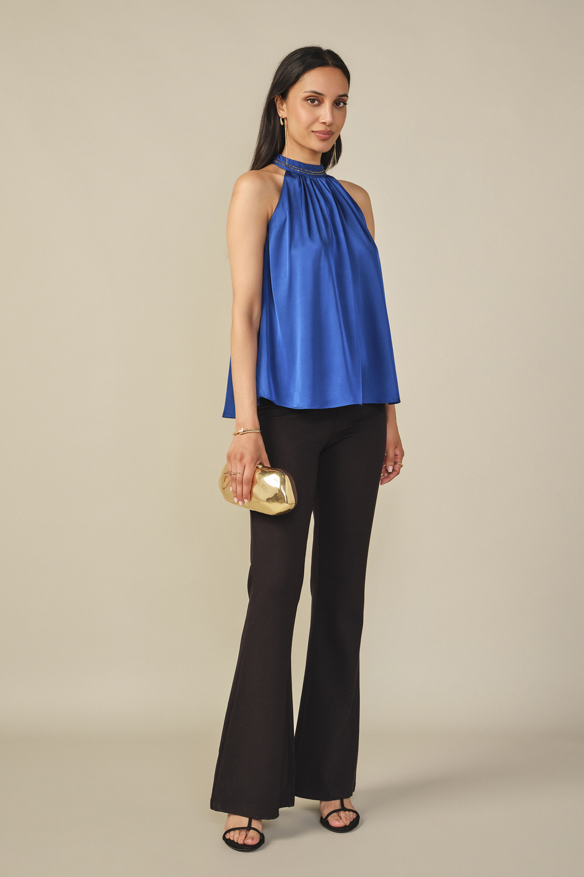 Halter Satin Top in Blue, Blue, image 4