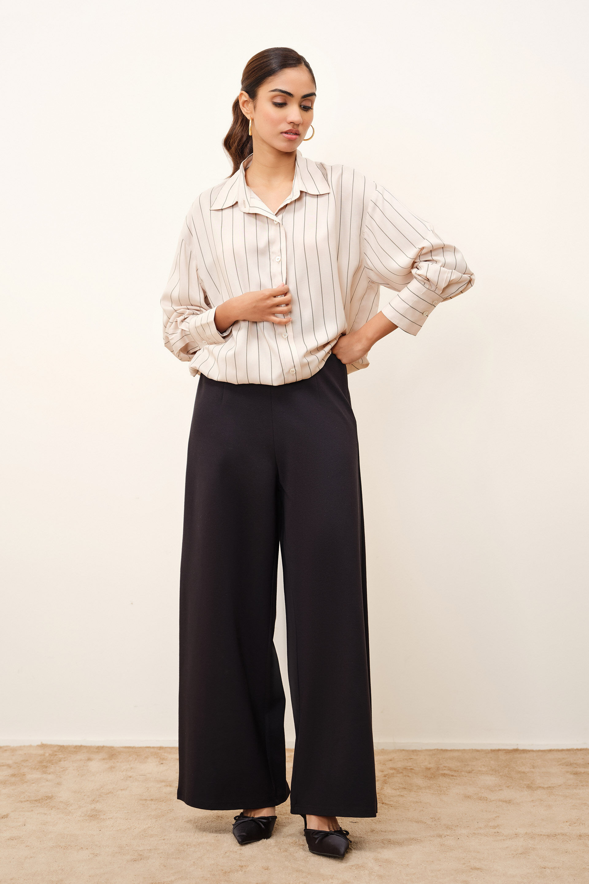 Oralne Striped Cream Shirt, Cream, image 3