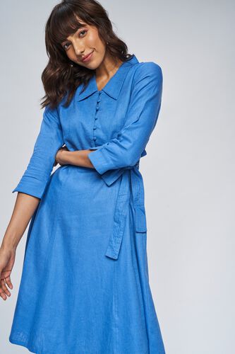 1 - Blue Floral Fit and Flare Dress, image 1