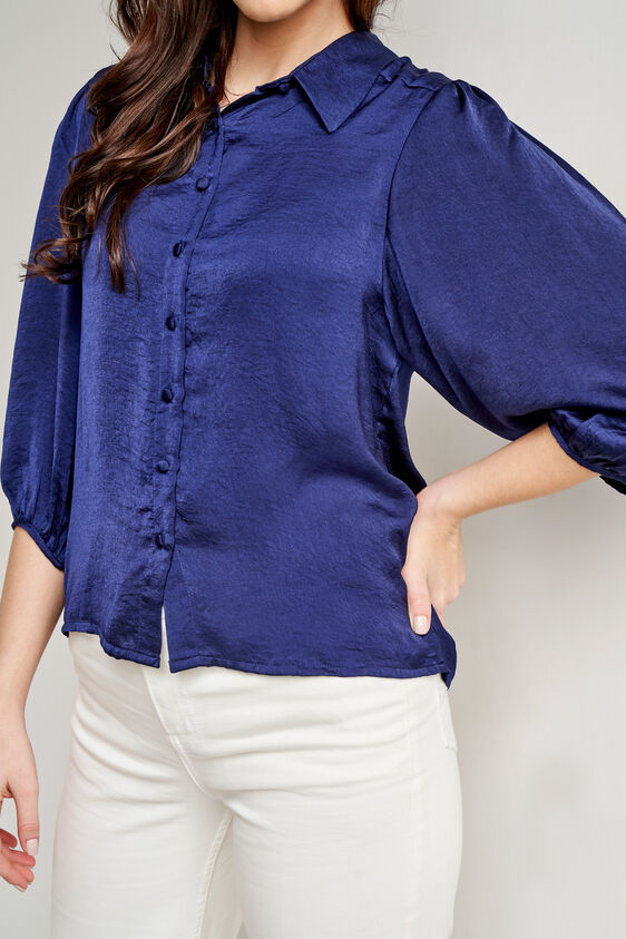 Navy Blue Solid Straight Top, Navy Blue, image 6
