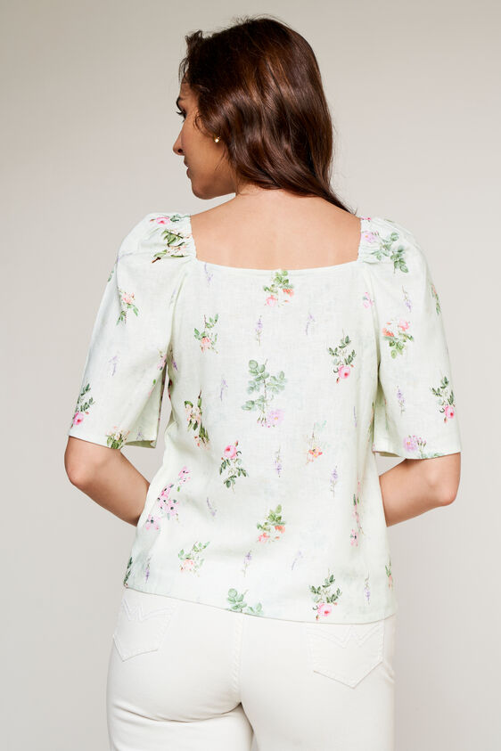 Mint Floral Blouson Top, Mint, image 4