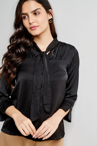 Black Solid Extended Top, Black, image 2