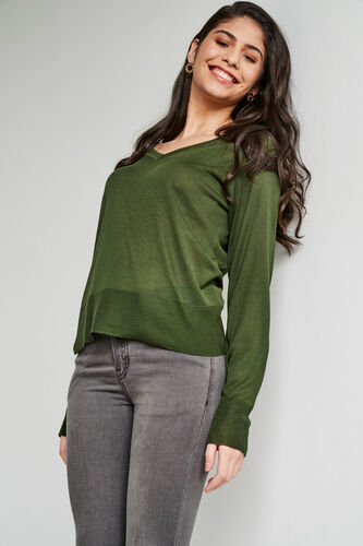 Solid Straight Top, Olive, image 3