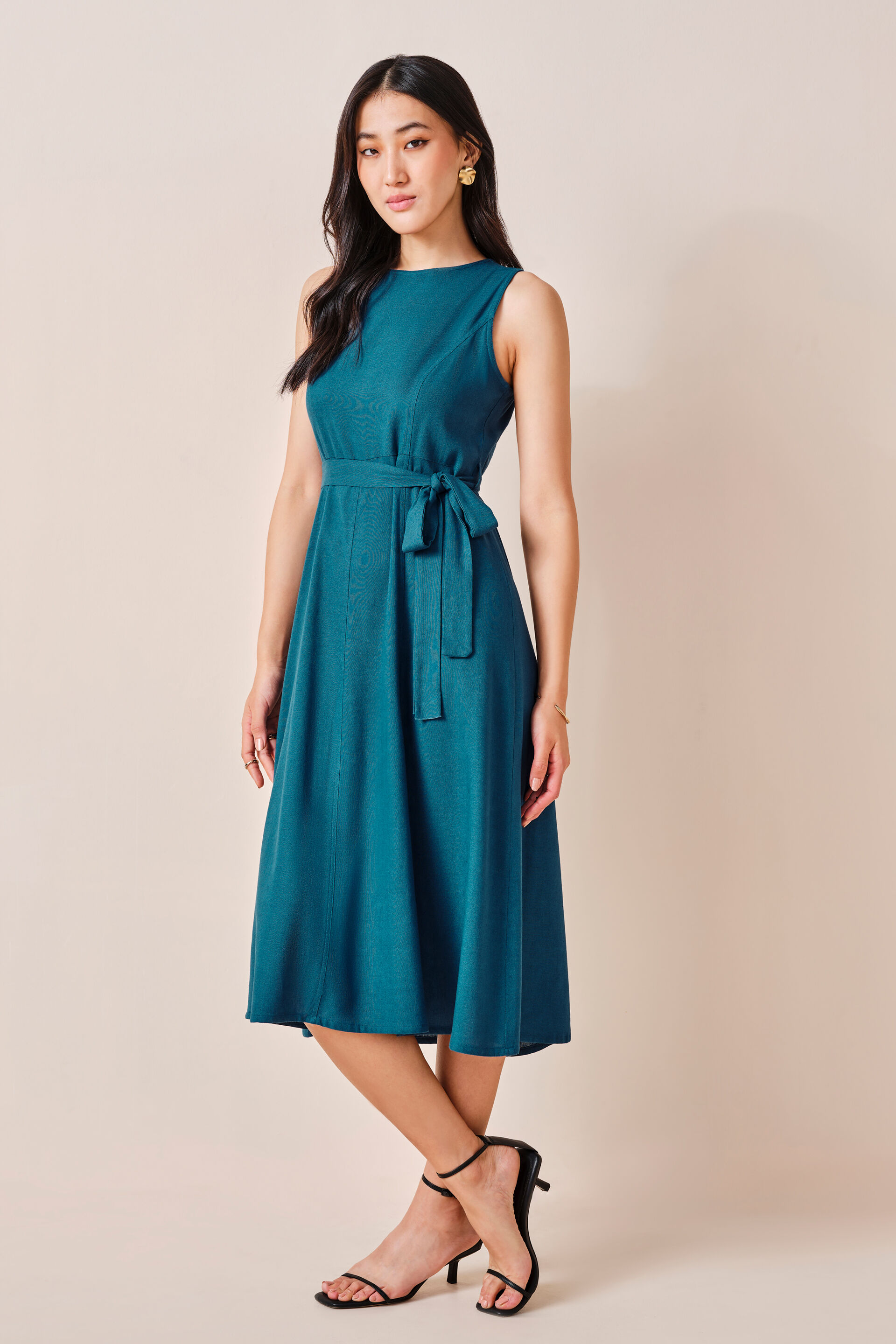 Oceania Vicose-blend Dress, Teal, image 5