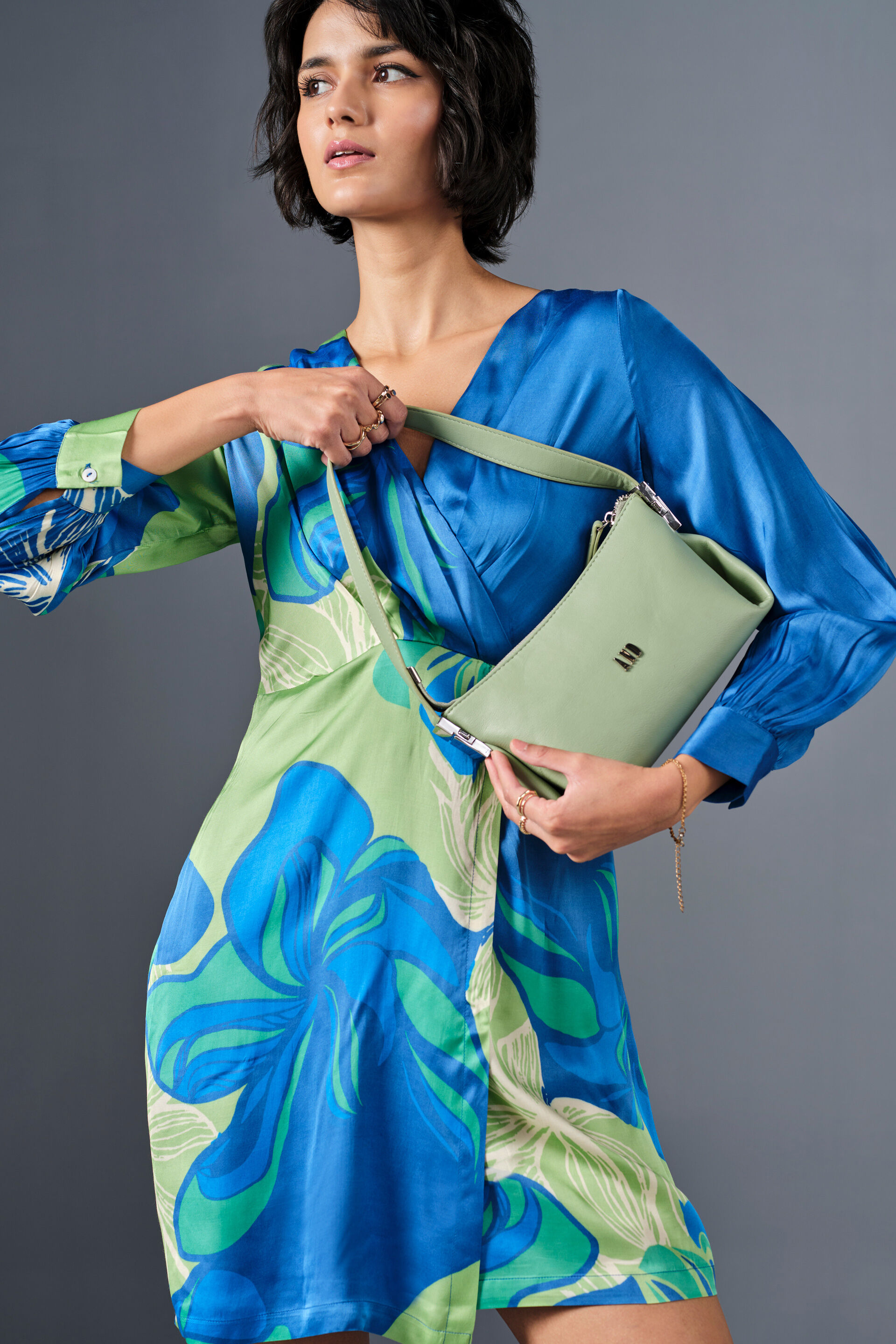 Azure Viscose Mini Dress, Blue, image 4