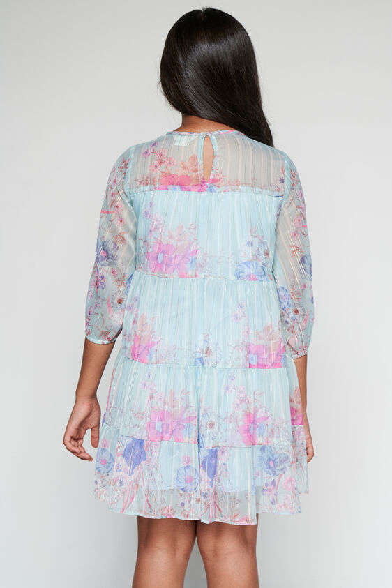 Sea Blue Floral Flared Dress, Sea Blue, image 5