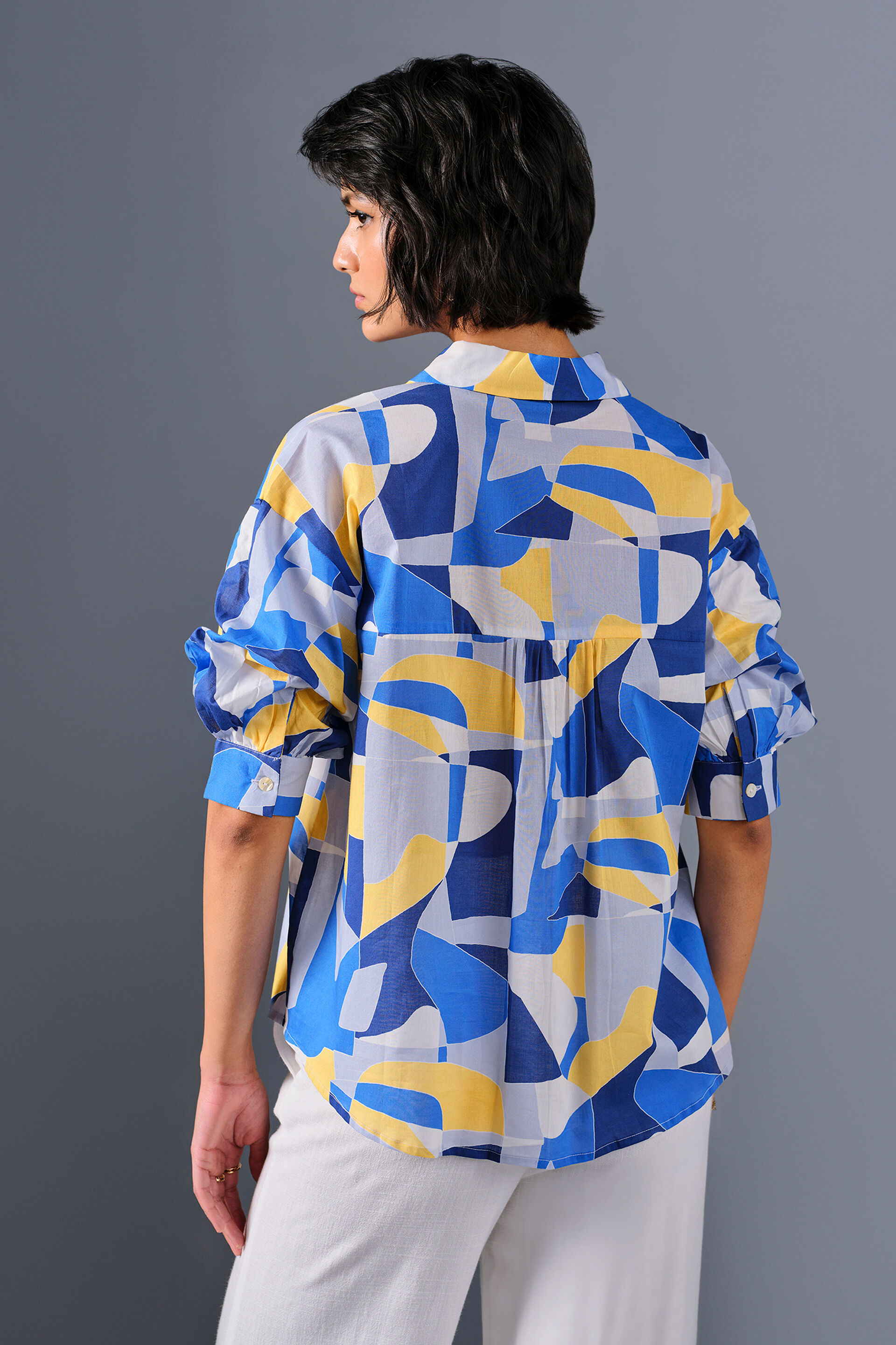 Work of Art Cotton Shirt, Blue, image 6