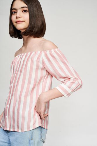 3 - Pink Striped Printed A-Line Top, image 3