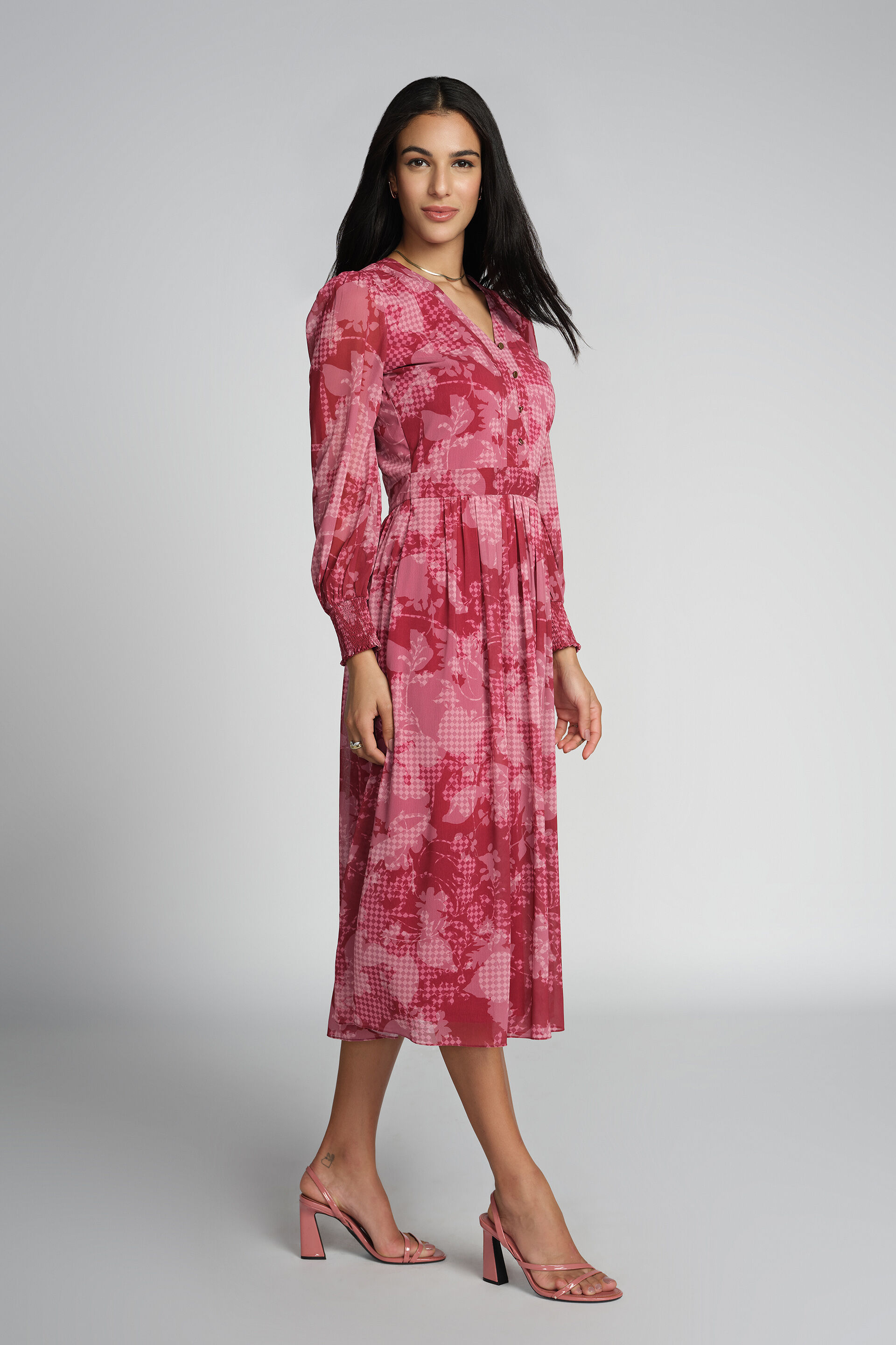 Petal Power Midi Dress, Pink, image 2