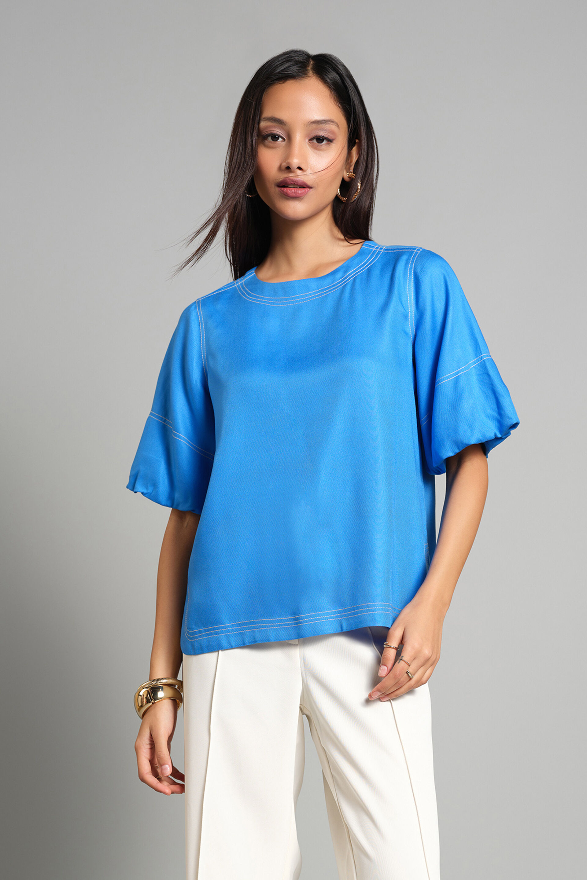 Buy Time To Surf Blue Top Online for Women from AND India S25V237TRT_BLUE