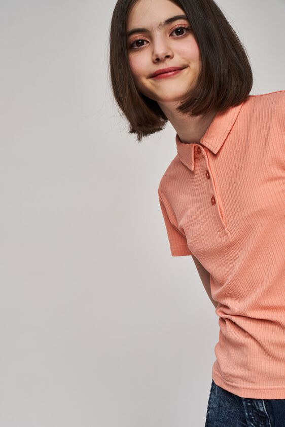 3 - Peach Self Design A-Line Top, image 3