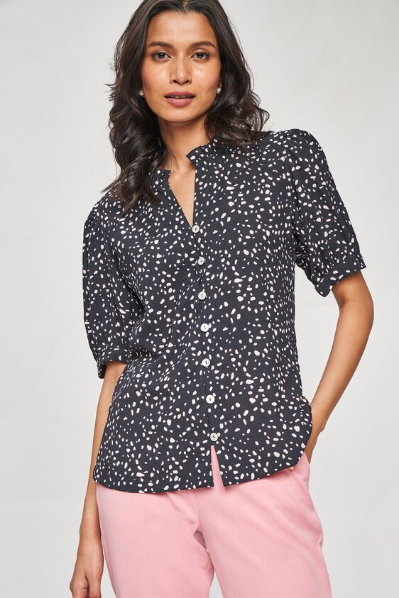 2 - Black Polka Dots Printed A-Line Top, image 2