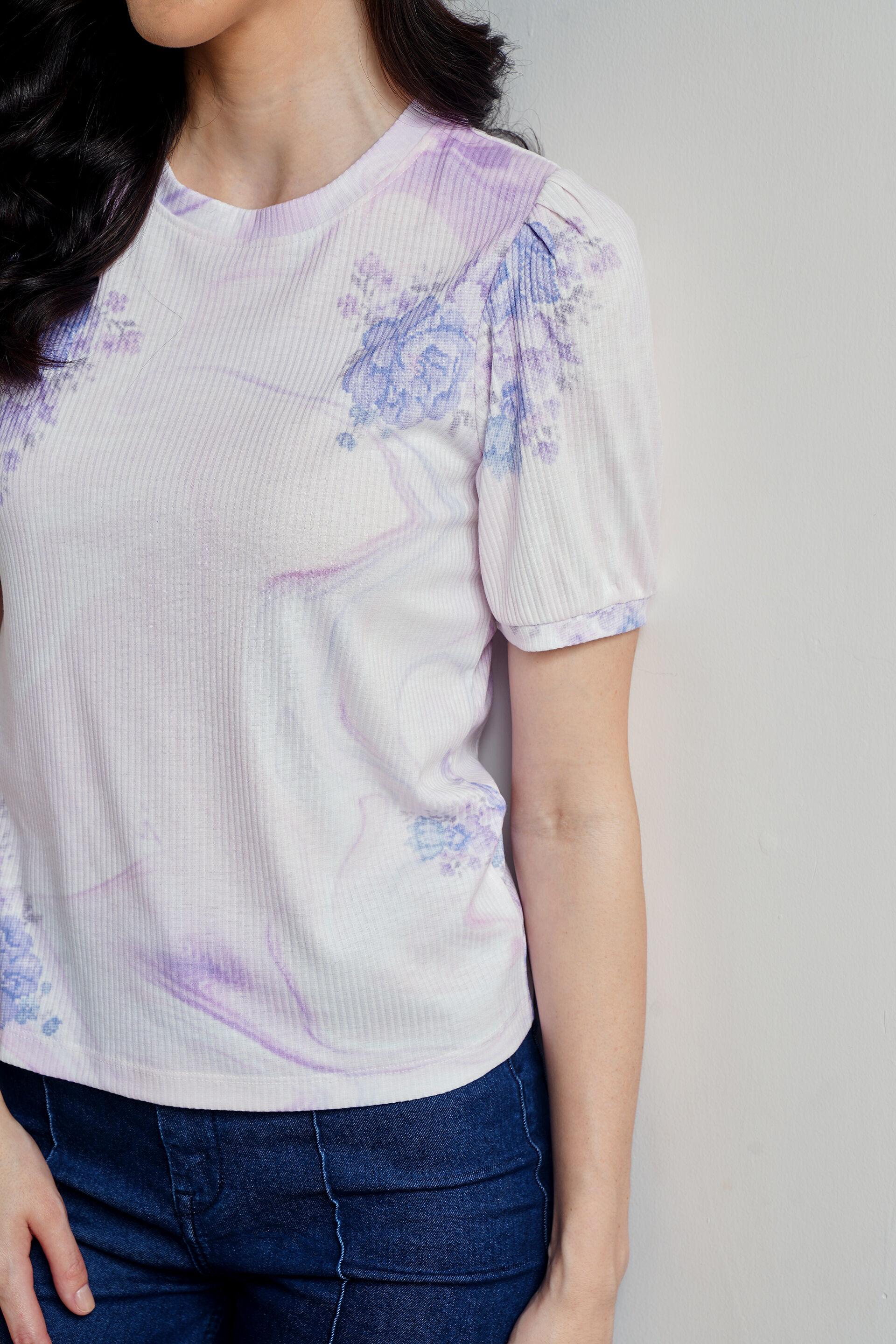 Purple Floral Straight Top, Purple, image 5