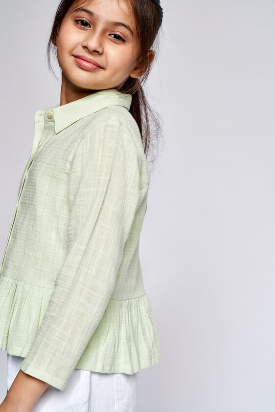 4 - Lime Green Self Design Flounce Top, image 4