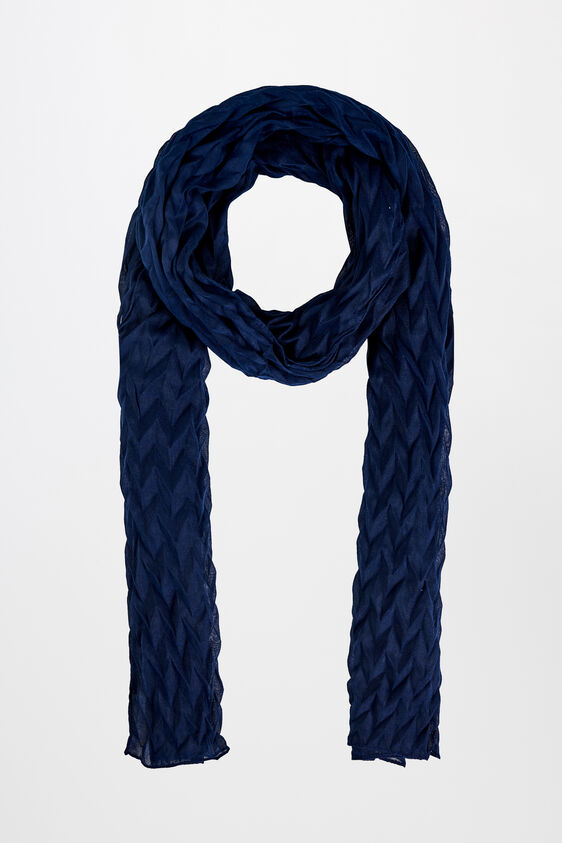 Navy Solid Colored Polyester Casual Scarf, , image 1