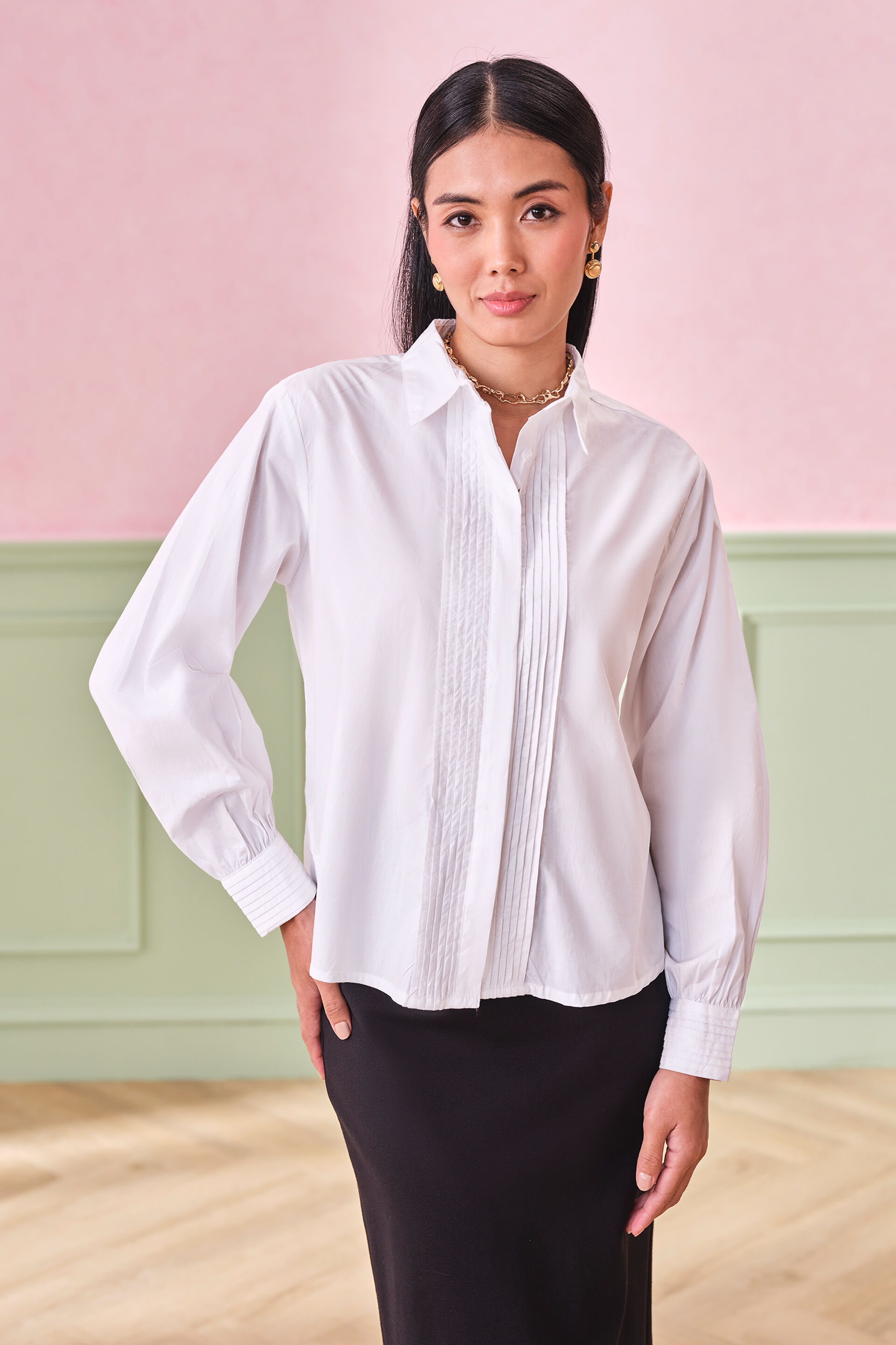 Lady In White Cotton Shirt